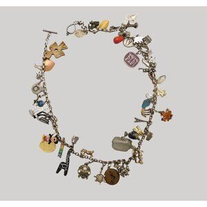 Vintage World Travel Charm Necklace 51 Unique Charms Sterling Silver Mixed Metal